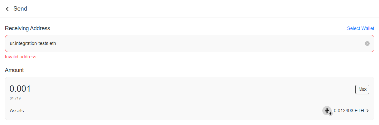 TokenPocket doesn't allow ENS name as recipient in the send flow
